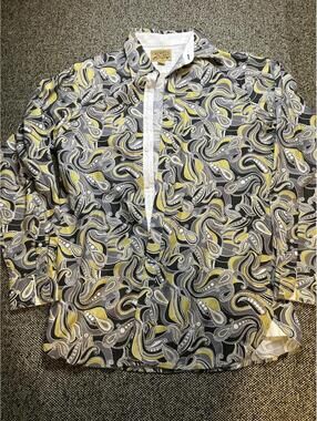 Cremieux Mens M Paisley Button Front Shirt Premium Denim